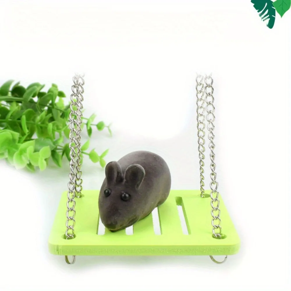 Ecological Wood Swing Hamster Toy Acrylic Cage Hanging Chain Silent Furniture Small Pet Ladder Running Fitness