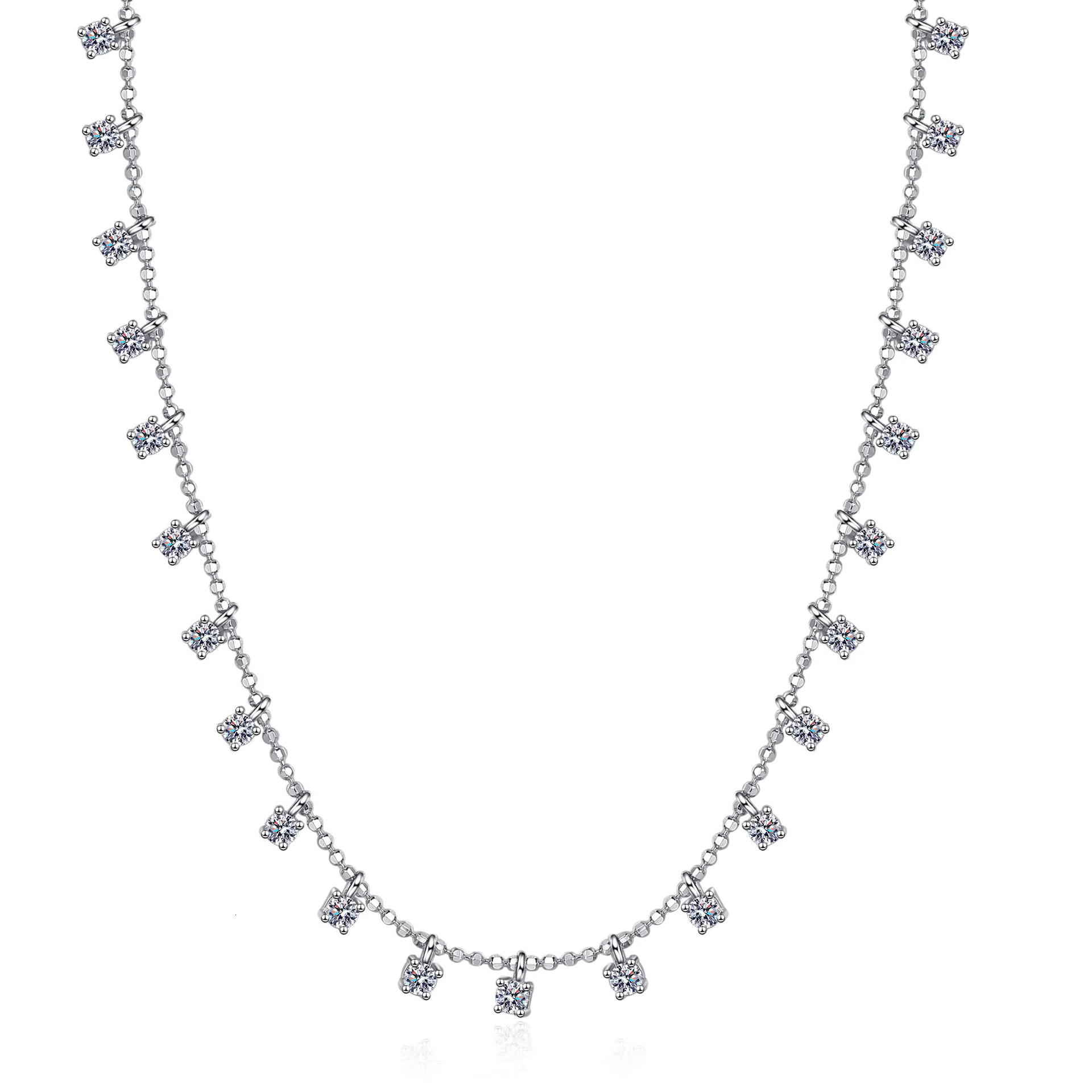 Full Star Tennis Chain Sterg Sier Pendant 3CT Cultivated Dia Moissanite Necklace for Women