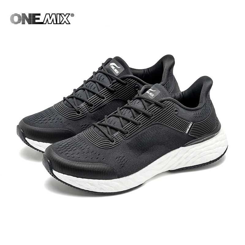 ONEMIX Black Running Shoes For Men Outdoor Women Athletic Sneakers Casual Sport Walking Shoes Travel Trekking Jogging FootwearC250304