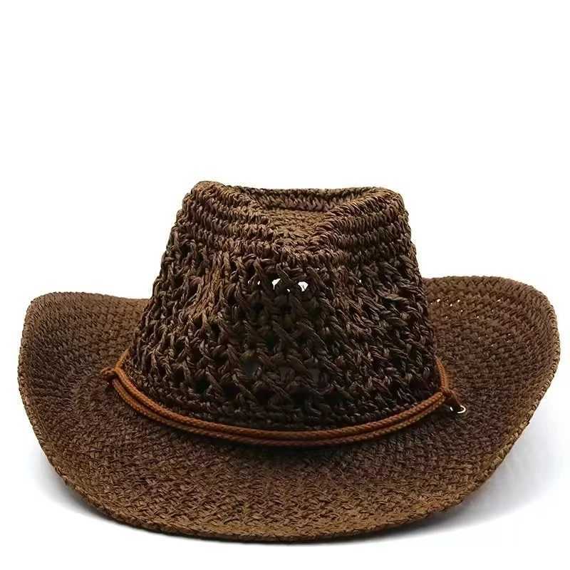 Western Cowboy Hat Mens Outdoor Panama 2024 Summer Beach C Womens Sombrero Vaquero Hombre Cheu Wide Bree Mens Str Sun HatXJ250304