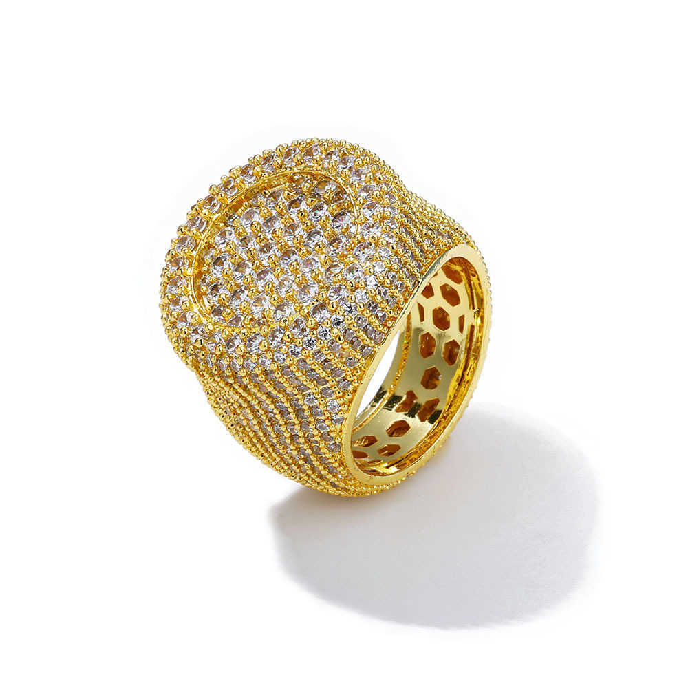 Couple Rings Personalized hip-hop zircon round full diamond ring mens high-end fashion accessories and accessories H25303