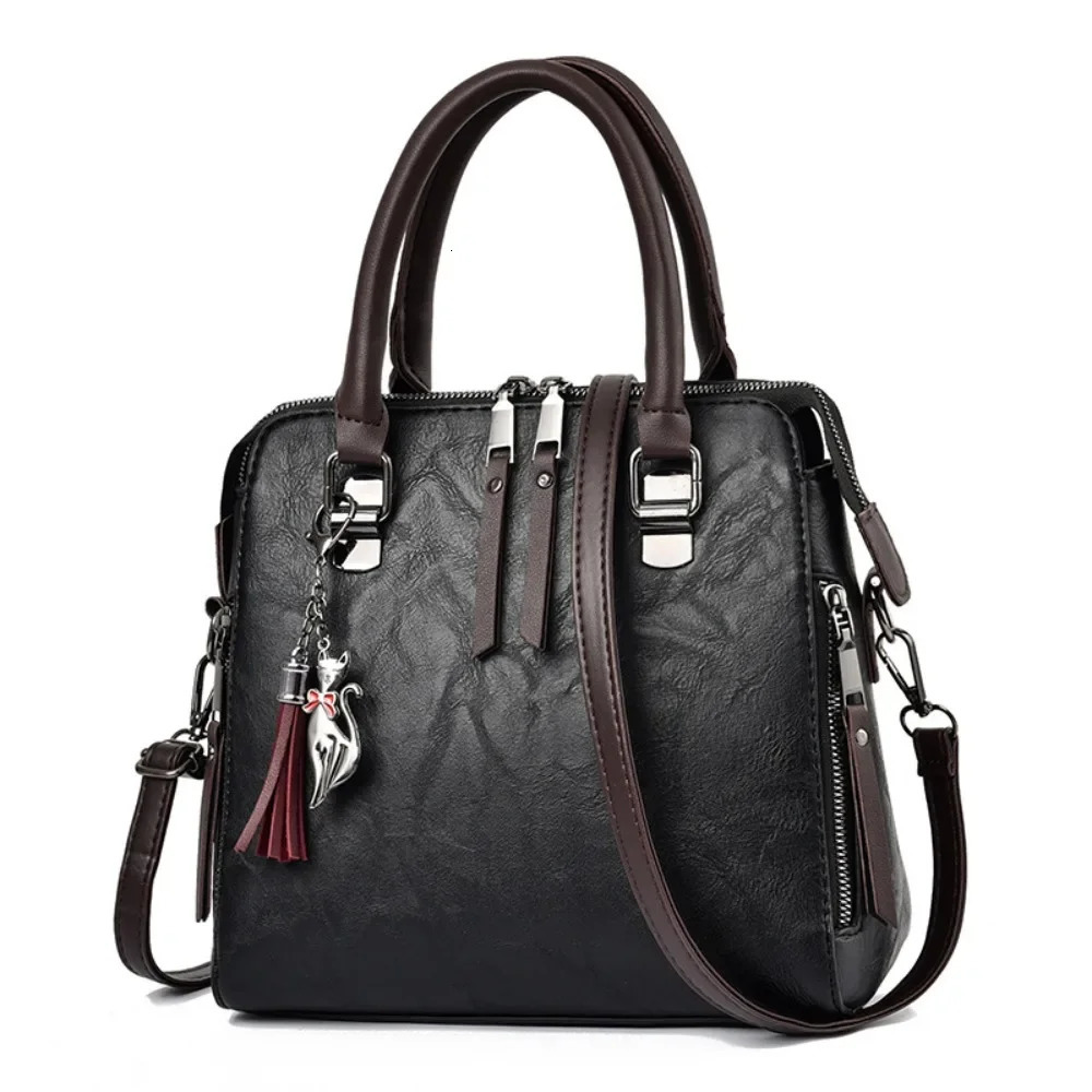 Vintage PU Leather Ladies HandBags Women Messenger Bags TotesTassel ner Crossbody Shoulder Bag Boston Hand 250303