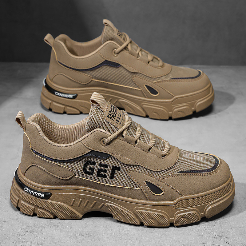 2025 Designer s New Breathable Men s Fashionable Lightweight Versatile Thick Bottom Black Grey Brown Sports And Leisure Board Shoes Men s Sizes 39-44