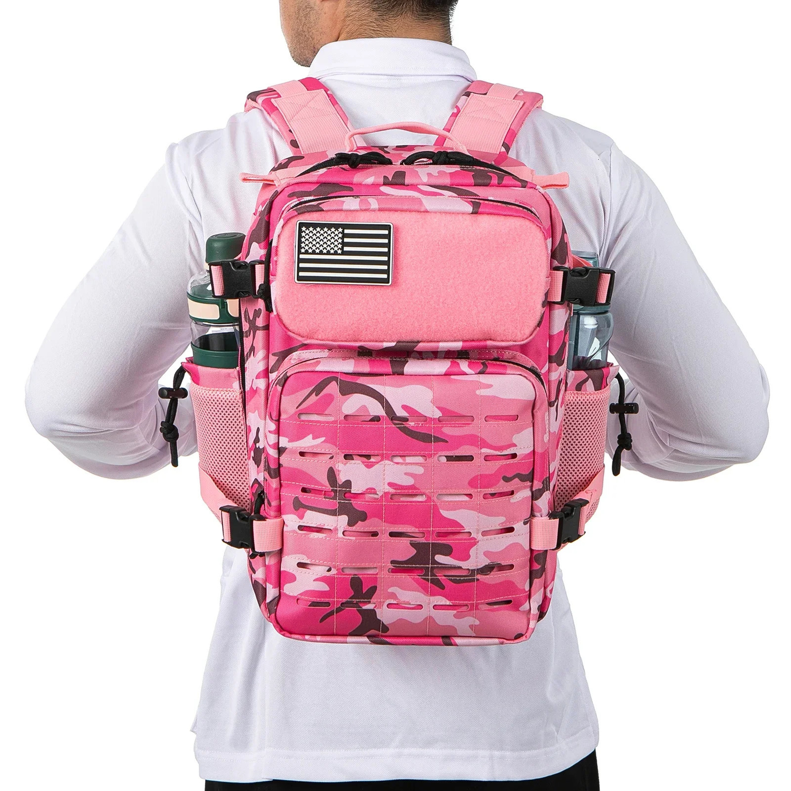 Ship from US 25L Mens and Womens Tactical Backpack Hiking Small School Outdoor Rucksack with Bottle Holder Mini Sports Bag 250304FBB