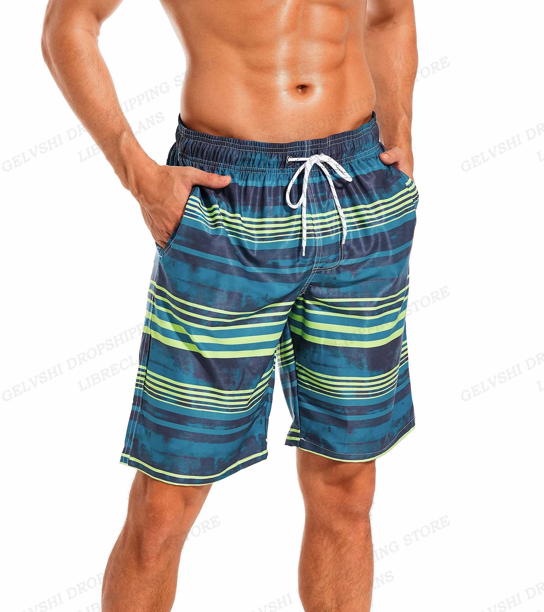 Mens Swimming Shorts Stripe 3d Surfing Board Short Kids Beach Shorts Men Swim Trunks Masculina Sports Fitness Pants Boy BriefsT250304