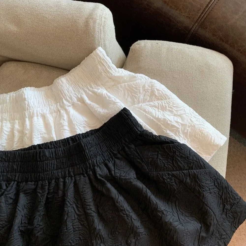 High Waist Black White Shorts Comfortable With Pockets High Waist Shorts Leisure Elastic Casual Sports Short Pants Summer 250304