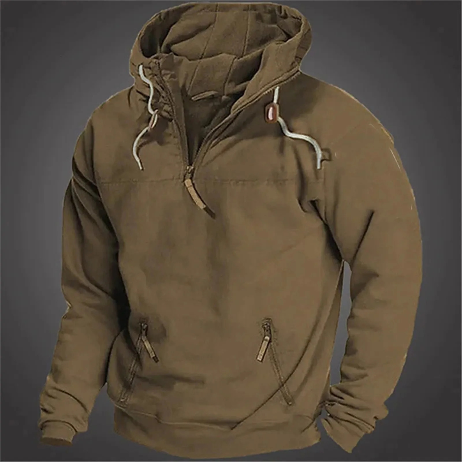 Sweatshirts For Men Mens Autumn And Winter Oversize Loose Plus Size Half Zipper Hooded Pullover 250304