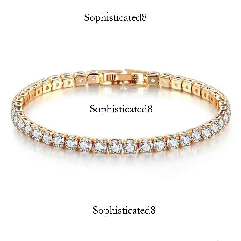 Hot selg sterg sier tennis rose gold shiny and fashionable hip-hop women's zircon bracelet, jewelry gift