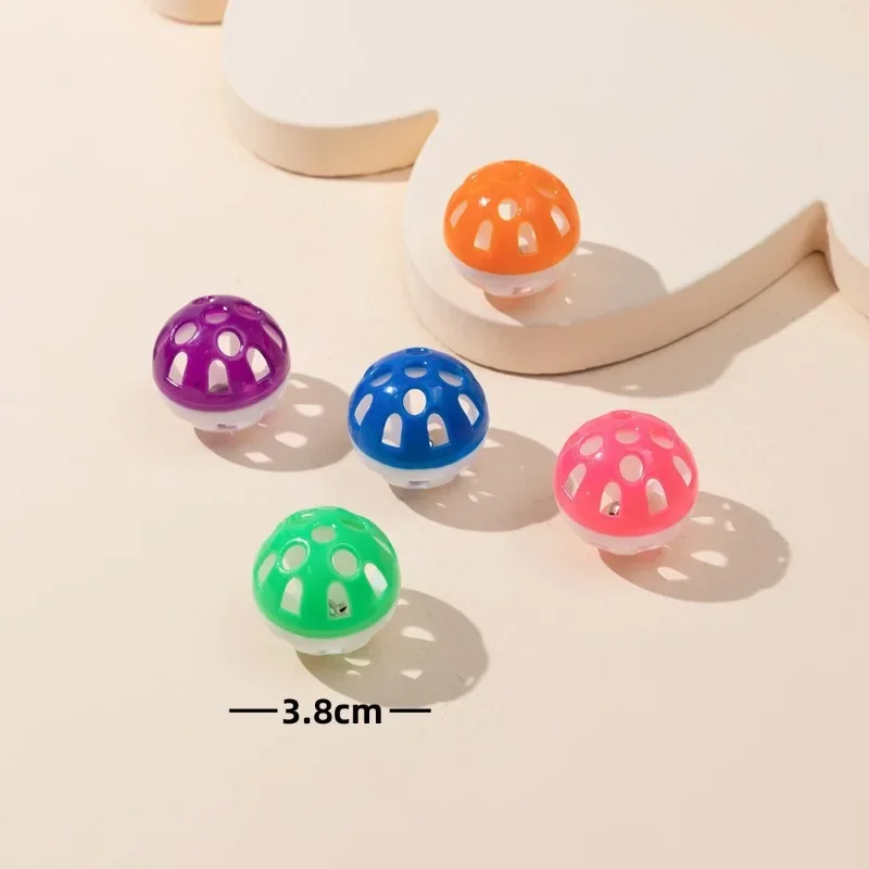 10Pcs Bird Toys Parrot Play Balls with Jingle Bell Hollow Rolling Bell Ball Pet Cat Kitten Chase Rattle Toy Random Color
