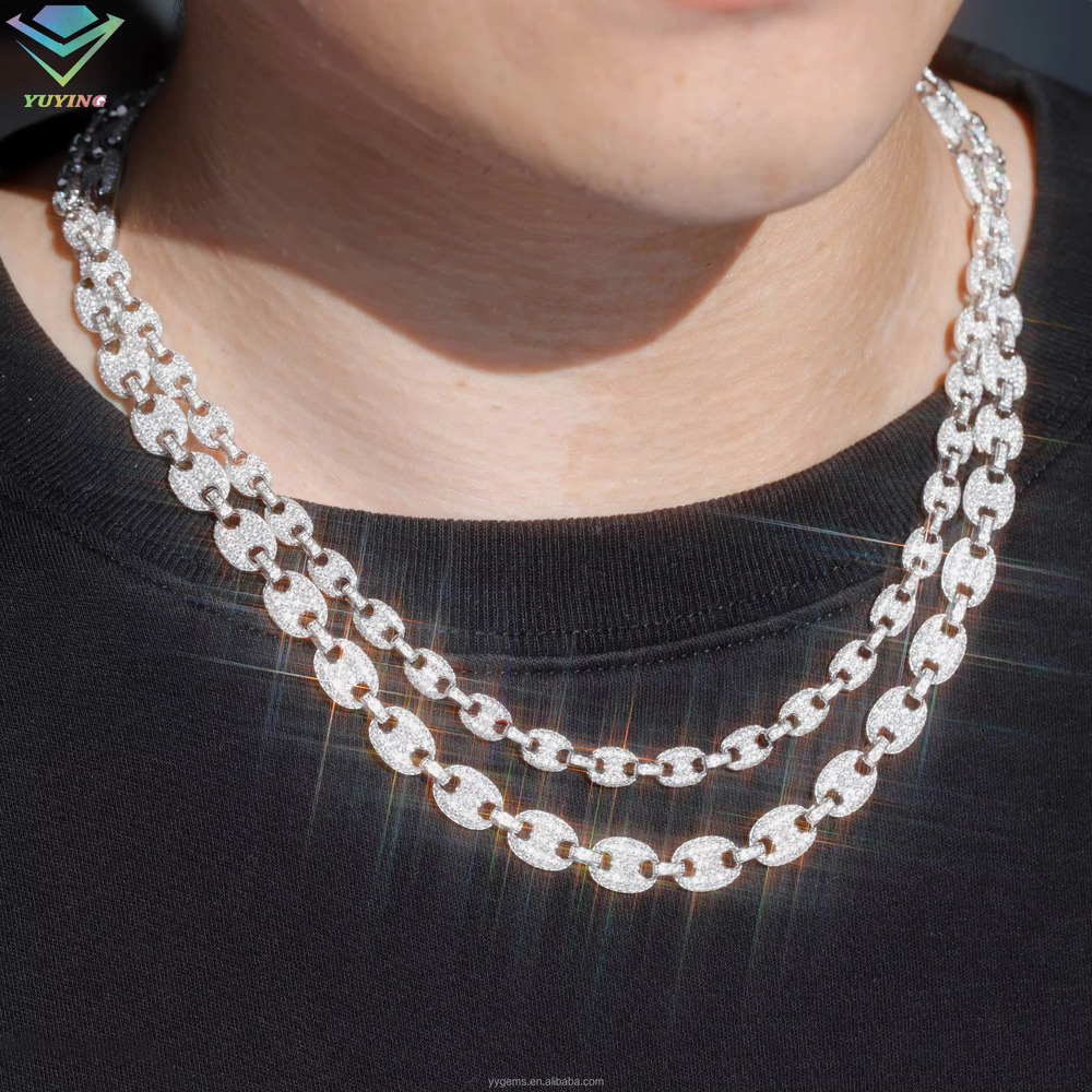 Fashion Mossanite Fine Jewelry 6mm 8mm Wide S Sier Dia Necklace VVS Moissanite Hiphop Cuban k Chain