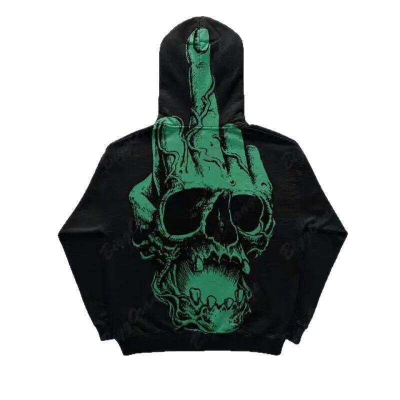 2025 hoodie street fashion trend brand skeleton 3D digital printing casual loose hooded sweatshirt for men