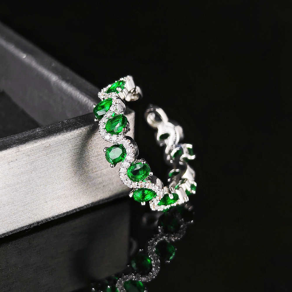 Couple Rings Fashionable new green zircon ring with high appearance simple and elegant temperament r8417 H25303