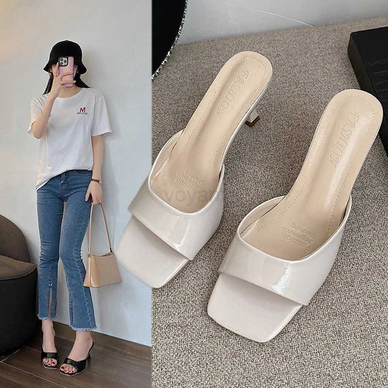 2023 New Summer Wen Sandals Square Toe Ladies Heel Mes Sexy High H Sandal Slippers Fem Fi Wan Shoes Z250304