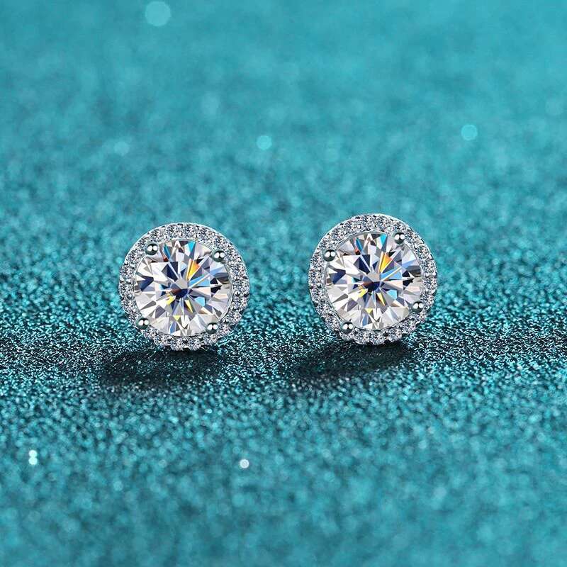 KNOBSPIN 1ct D Color Moissanite For Women Wedding Fine Jewely with GRA Sterg Sliver Plated White Gold Earring