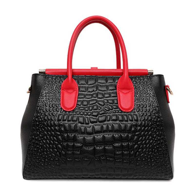 Aidrani new womens leather bag large capacity color blocking design handbag with crocodile pattern printed on the surface Z250303