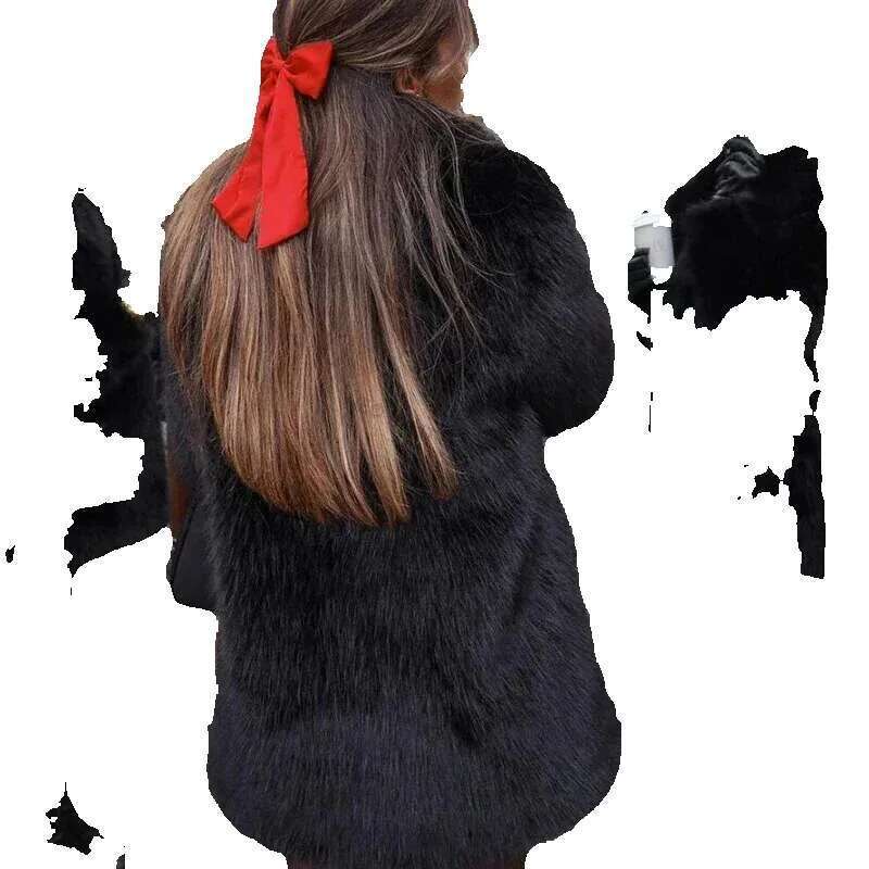 Faux Coat Women Winter - Fluffy Fox Fur Jacket, Long Stylish Overcoat, Warm & Cozy Outerwear