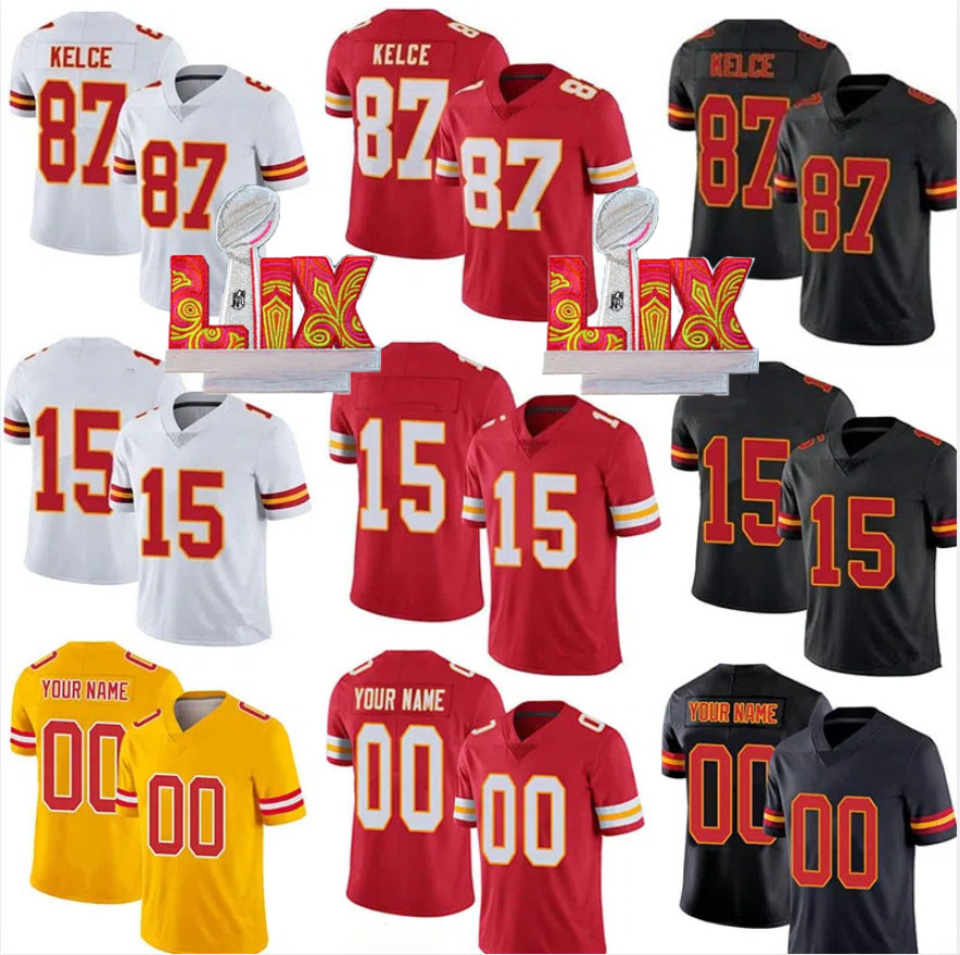Patrick Mahomes Football Jerseys Travis Kelce Isiah Pacheco Xavier Worthy Harrison Butker Chris Jones Nick Bolton DeAndre Hopkins Jersey