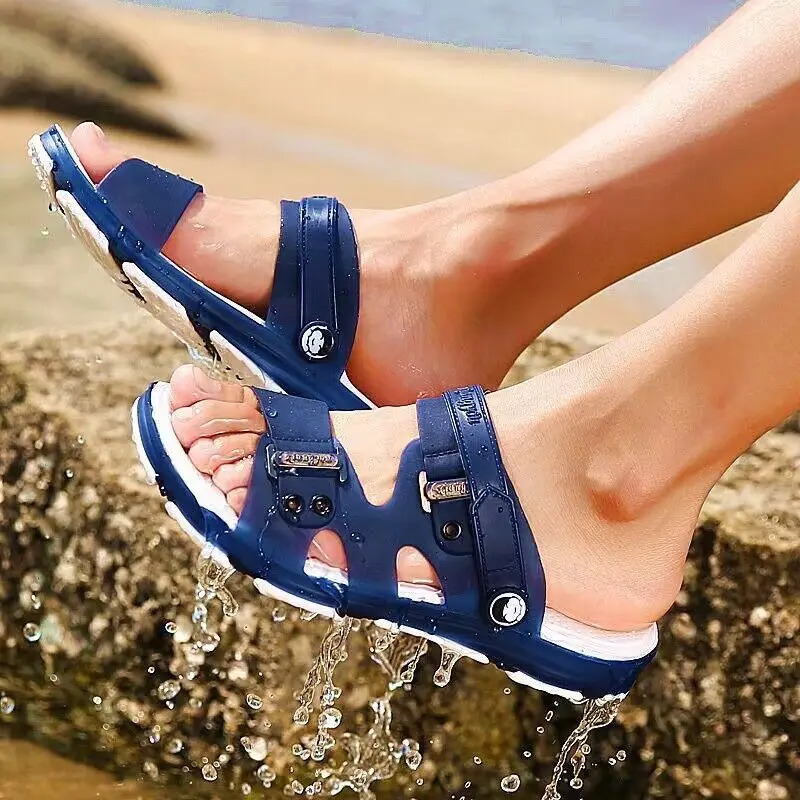 Jelly Shoes Summer Slip-on Mens Sandal Breathable Flat Slippers Outdoor Beach Platform Sandals Casual Slipper for Men Water 250303