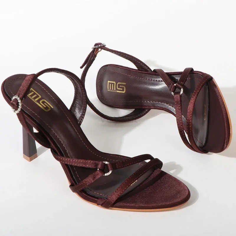 Fi Brand Thin H Modern Sandals Wen Open Toe Elegant Slingbacks Shoes Hollow Fine Strip Designer High H Fem Z250304