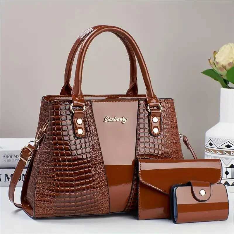Chic Womens 3pcs Tote Set with Clutch Card Holder - Faux Leather Animal Print Zip Closure - Perfect for Work Travel for Z250303