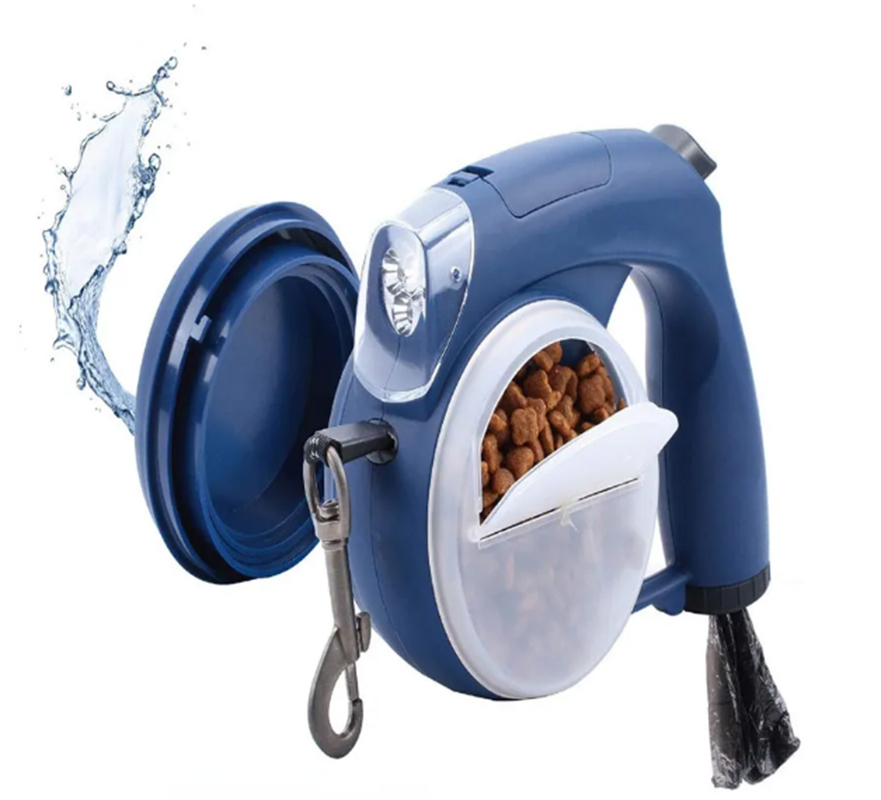 Retractable Dog Leash with Light for Night Walking Pet Leash with Poop Bag Water Bowl Food Box 13 FT Strong Dog Leash