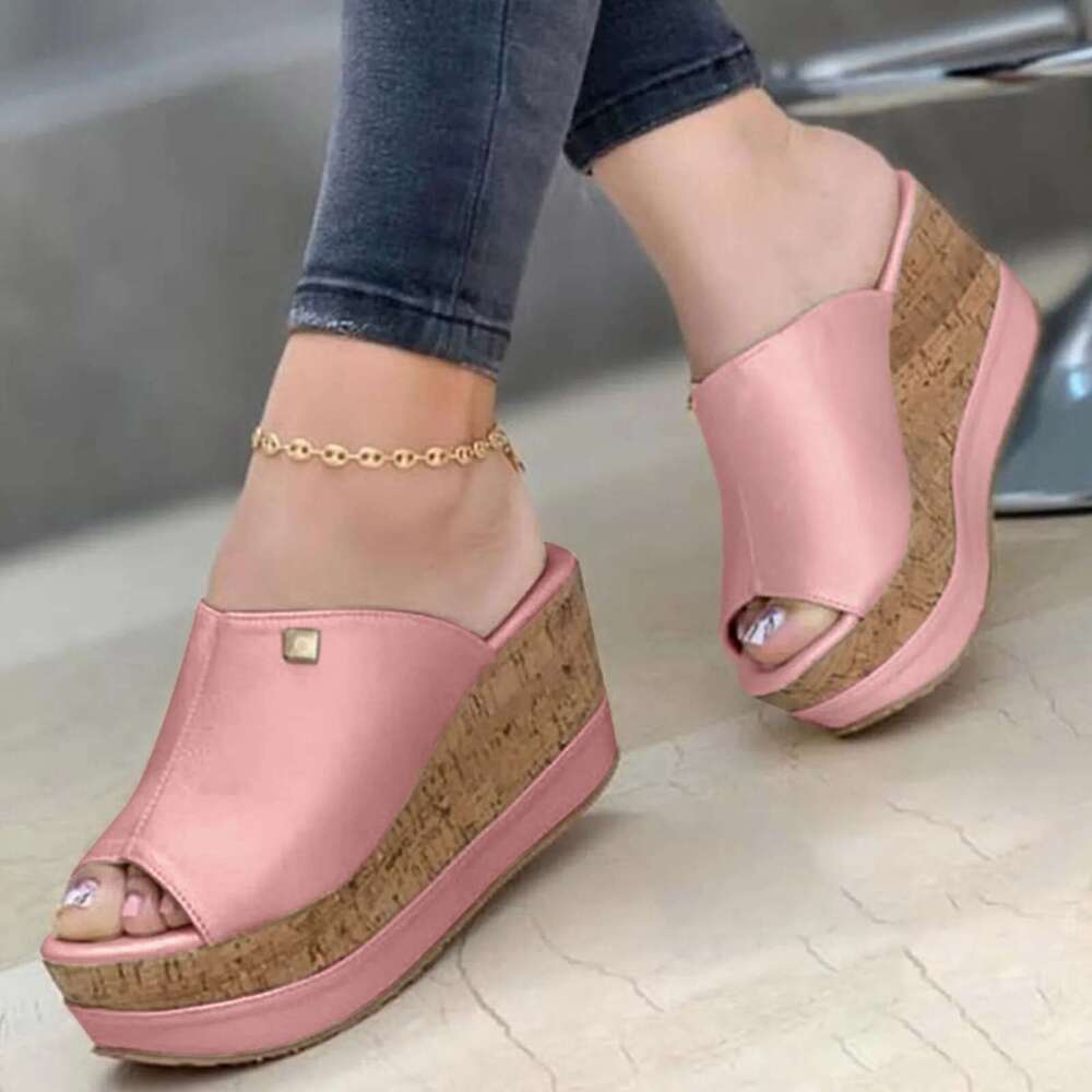 For Summer Roman Sandals Solid Color Wedge Platform Slippers Elegant Fashion Shoes Ladies
