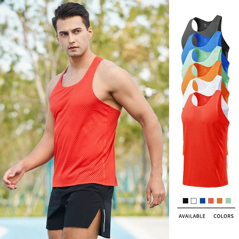 Athletics Tank Tops Summer Marathon Long Distance Running Quick Dry Vest Men Breathable Mesh Sports Trail Running Training Male 250304