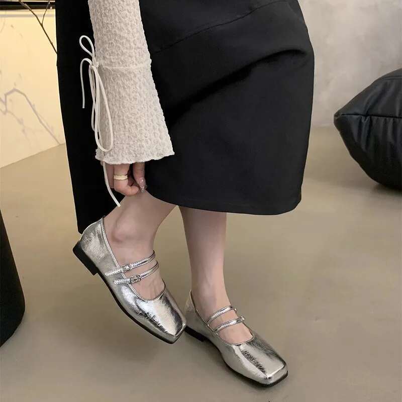 Square Toe Women Mary Jane Fashion Shallow Ladies Casual Soft Sole Flats Spring Women's Comfort Ballerinas Shoes