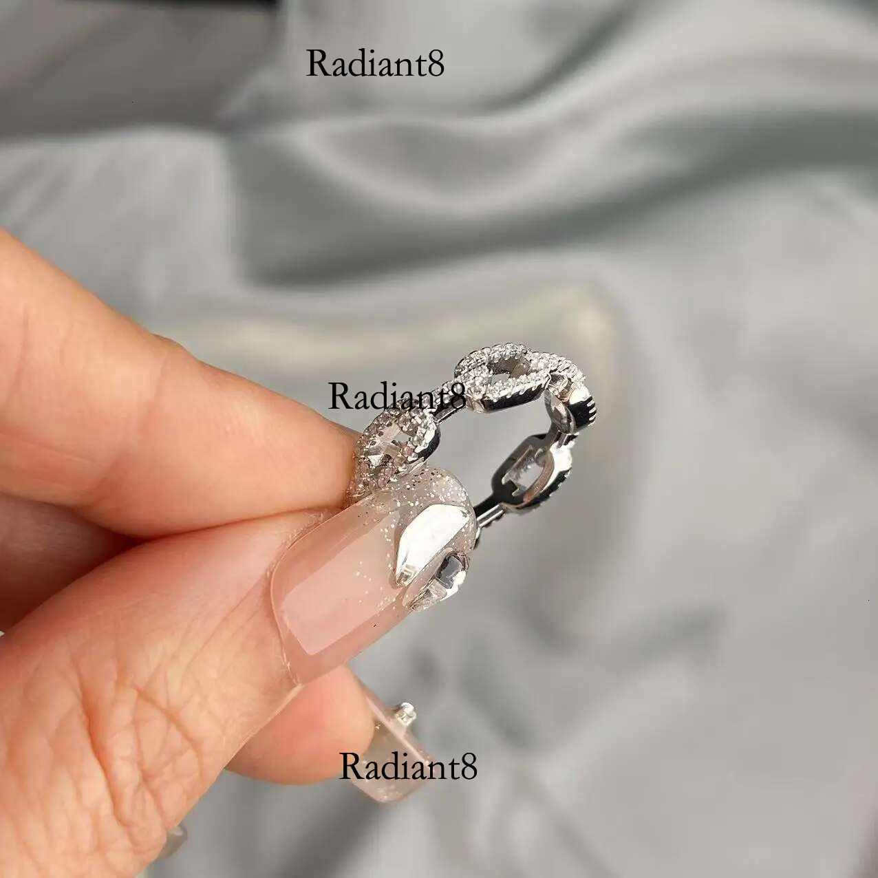 Sterg Sier Full Moissanite TrendyFine Jewelry Accessories Simulated Dia Stacking Chain Rings For Women Gift