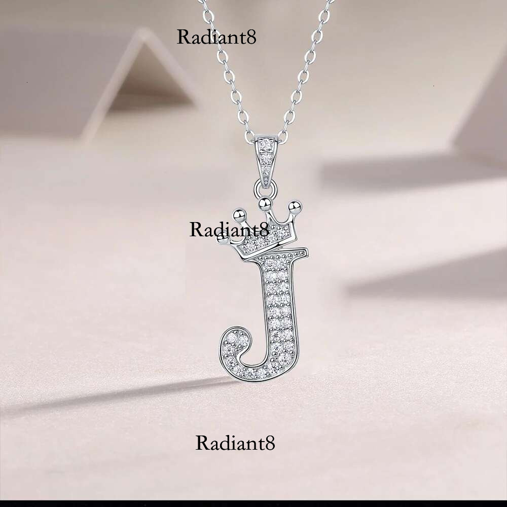 Sier Initial Necklace Sparkg Full Moissanite Dia Pendant Charm Necklaces for Women Letter Name Choker Jewelry Gift