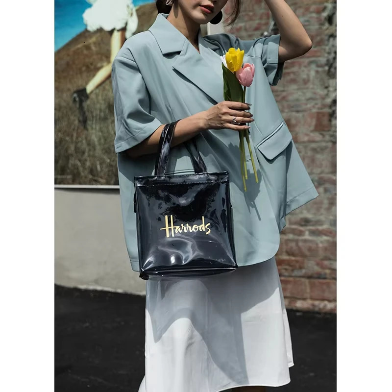 MABULA PVC Waterproof Eco Friendly Shopper Bags Women Large Capacity Shopping Semi-Transparent Summer Beach Shoulder Bag 250305