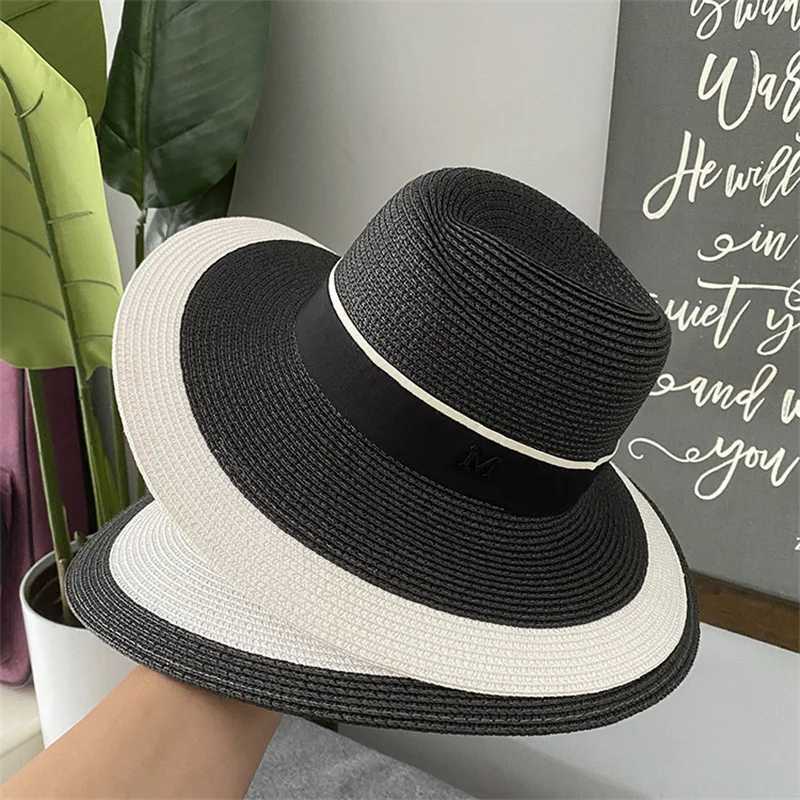 Womens summer flat-top sun hat Fashion hollow vintage str hat Hand-woven summer travel sun hatXJ250304