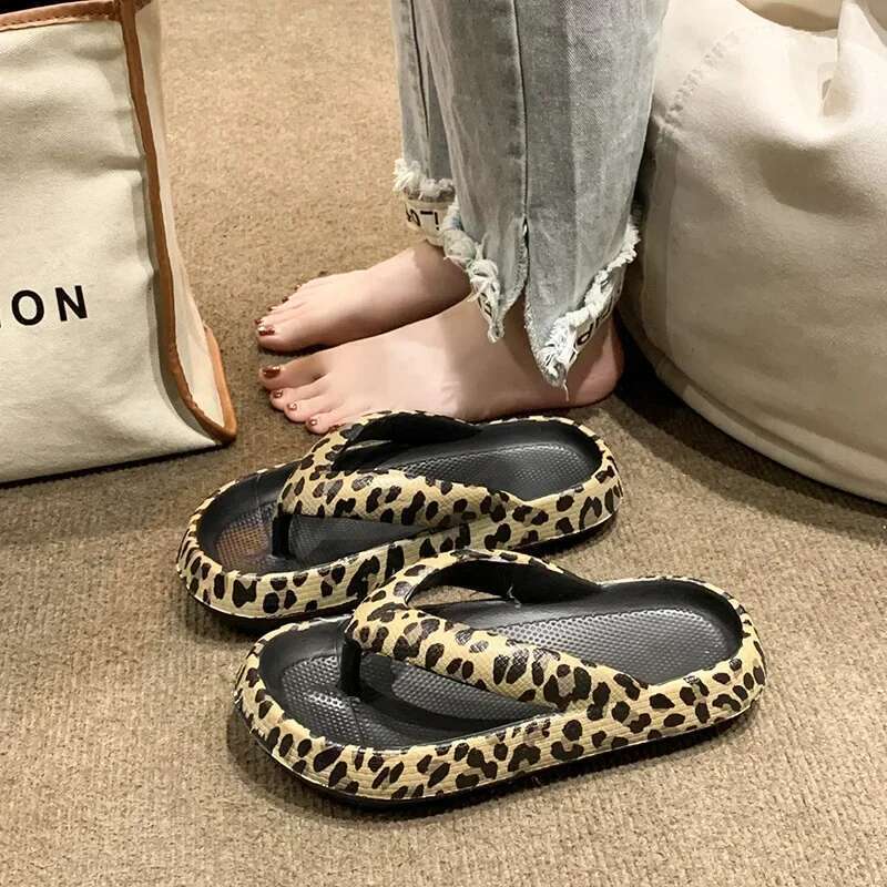 Plaid 2025 Women Thong Flip ps Summer Thick Platform Slides Ladies Non Slip Clip Toe Slippers Soft Casual Outdoor Beach Shoes
