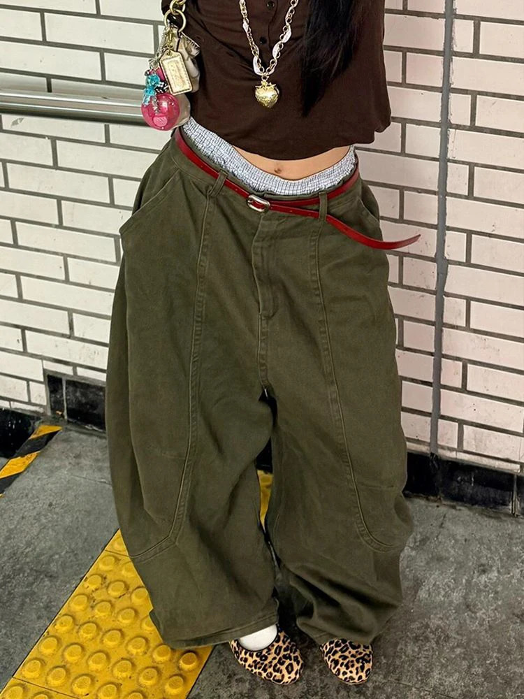 WCFCX STUDIO 2025 High Street Y2K Wide Leg Jeans Harajuku Retro Loose Jean Fashion Casual Wideleg Pants 250227