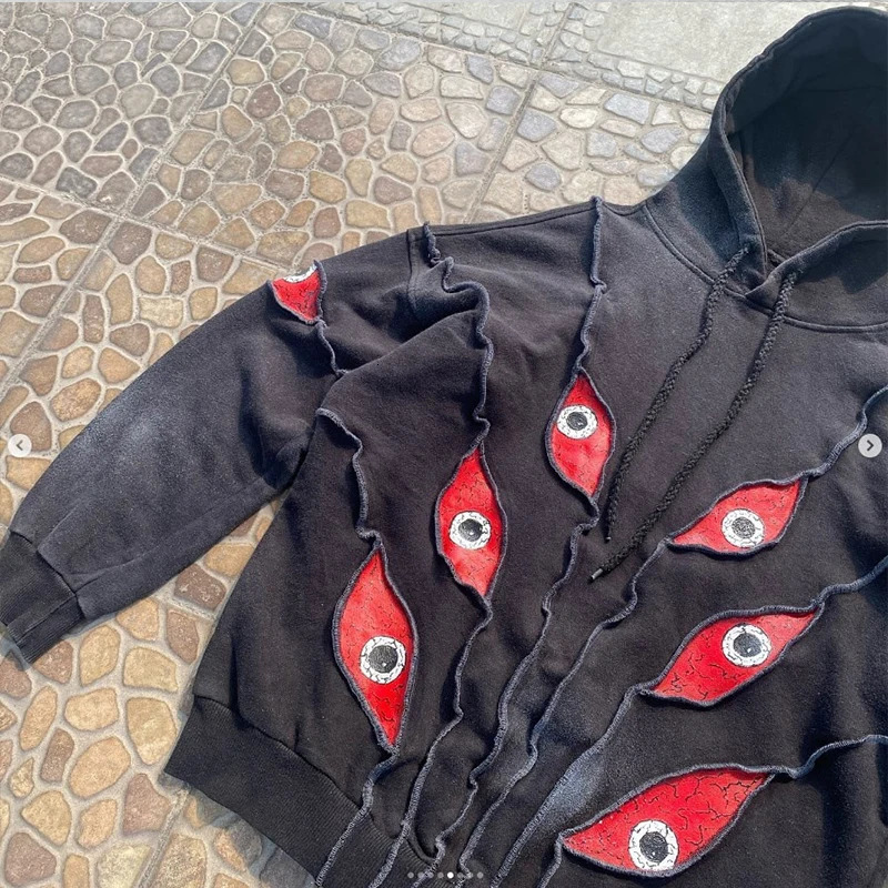 hip-hop streetwear Gothic casual printed pattern mens fashion hoodie Harajuku womens punk creative retro niche Y2K hoodie 250303