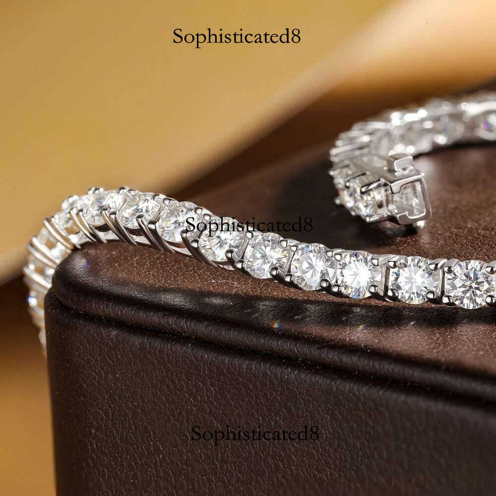 3.5mm Moissanite Tennis Bracelet for Women Man Sterg Sier Plated White Gold Hidden Lock Sparkg Wedding Party Jewelry