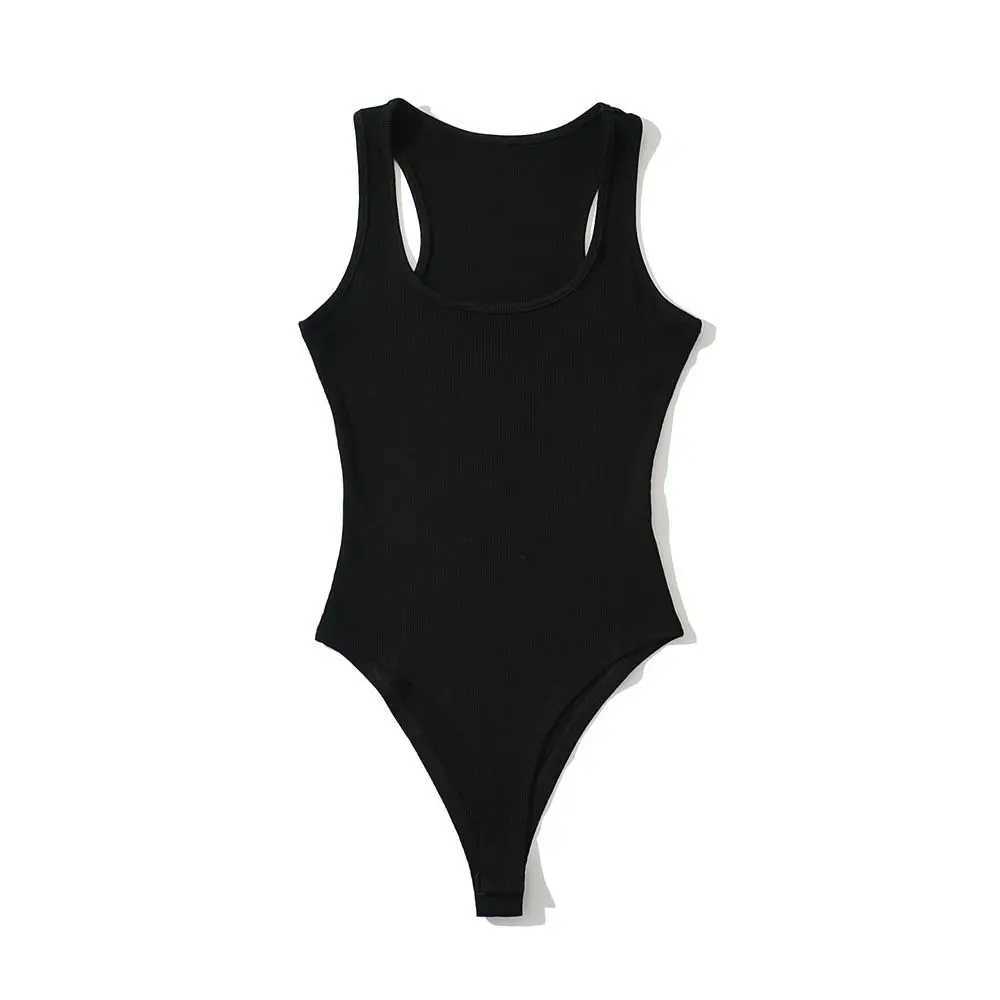 Womens New Sexy Casual Solid Basics T-shirt U-neck Vest Bodysuits Skinny One Piece Clothes Sveless Sporty Jumpsuit StreetwearXJ250304