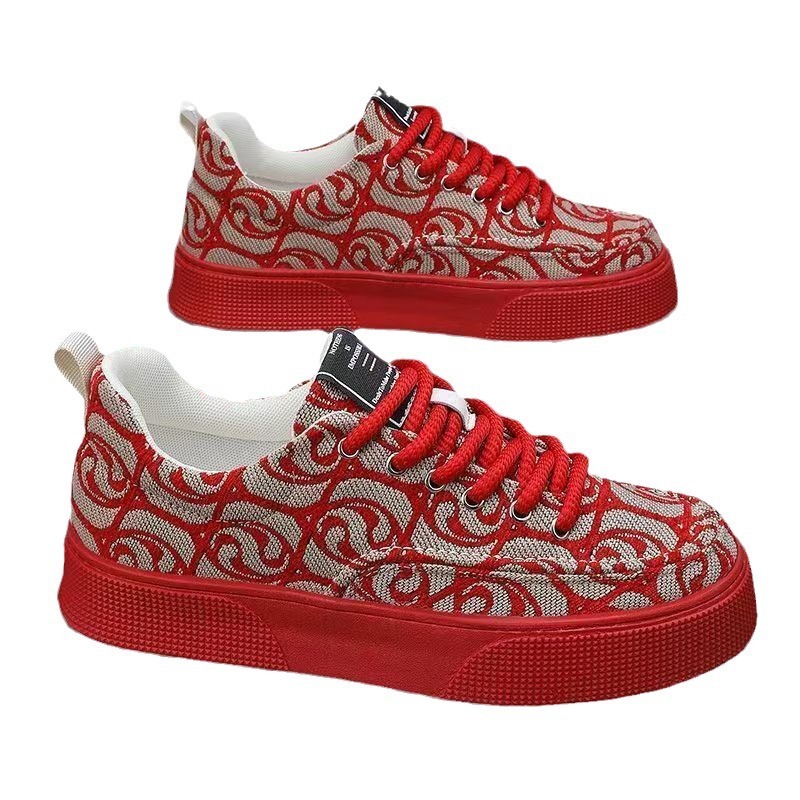 Canvas 2025 Summer New Designer Shoes Niche Low Cut Printed Board Suitable For Men's Thick Soled Comfortable Sports Shoes And Casual Fashionable 