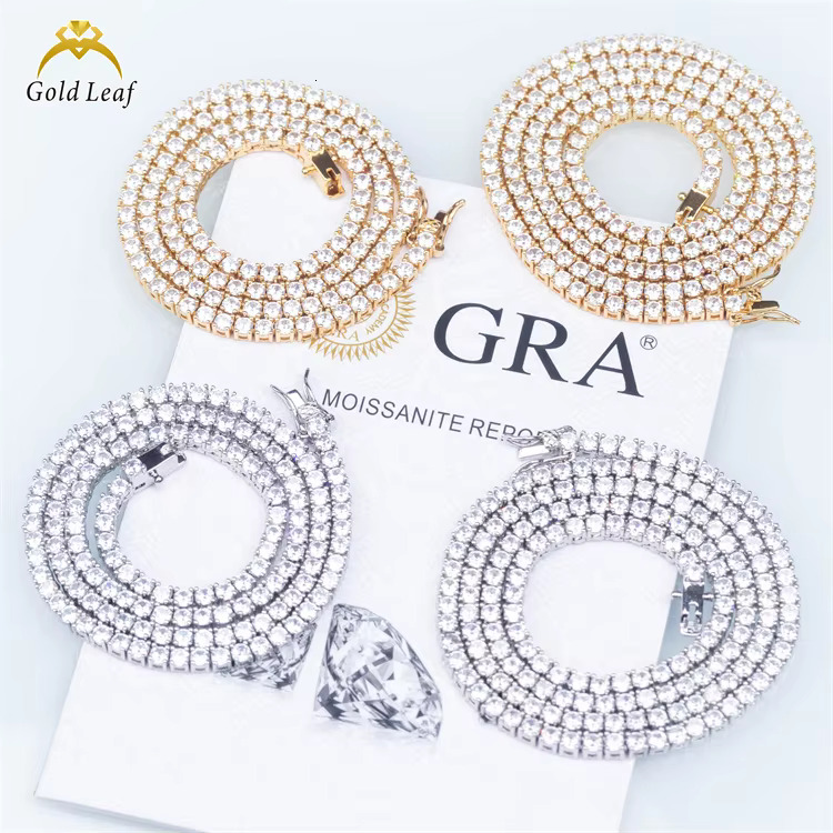 Goldleaf Jewelry Necklace Vvs Pendants High End Sterg Sier Custom Moissanite Tennis Chain