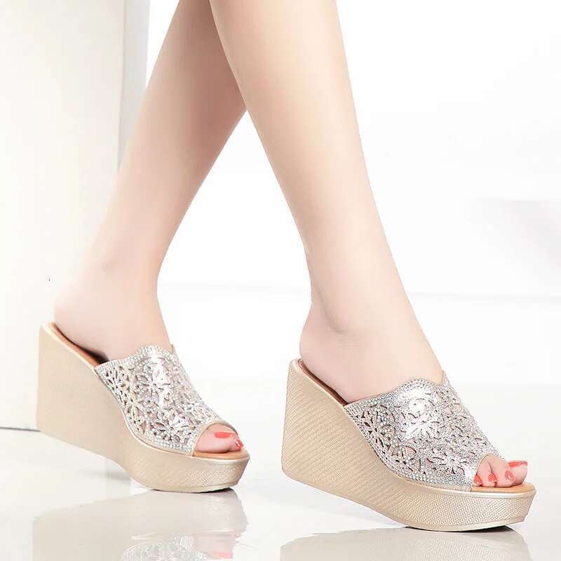 wedge quality summer sandals for women 8cm high heel new 2025 size 32 33 43 platform open toe elegant shoe sier