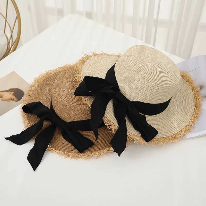 Tassel Female lace bow bowknot str hat Summer Women ladies casual floppy Sun hat Ribbon Sunscreen c for beachXJ250304