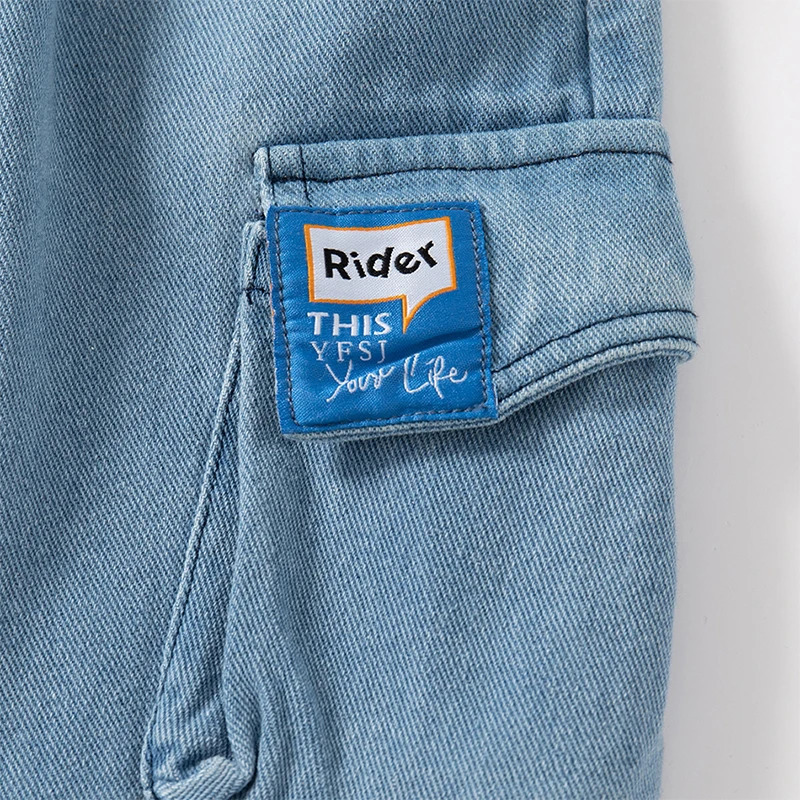 Summer Boys Fashion Casual Jean Shorts Middle Waist Blue Childrens Cropped Pants 27Years Kids Cowboy Letters Short 250303