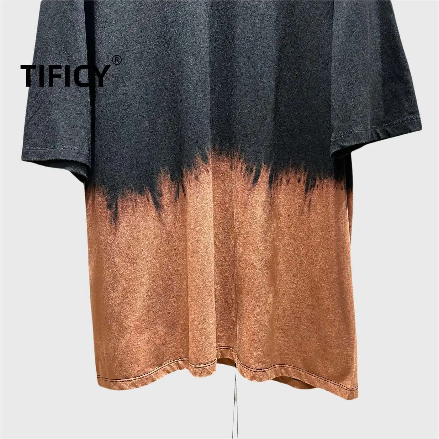 OR Dark High Street Summer Men's Tie Dye Wasteland Style Blend Design Sense Unisex Loose Short Sleeved T-Shirt Tops