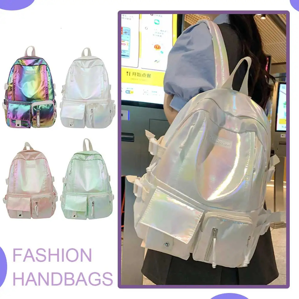 Ship from US Women School Backpack MultiPocket Campus Large Capacity Nylon for Middle High Students 250304FBB
