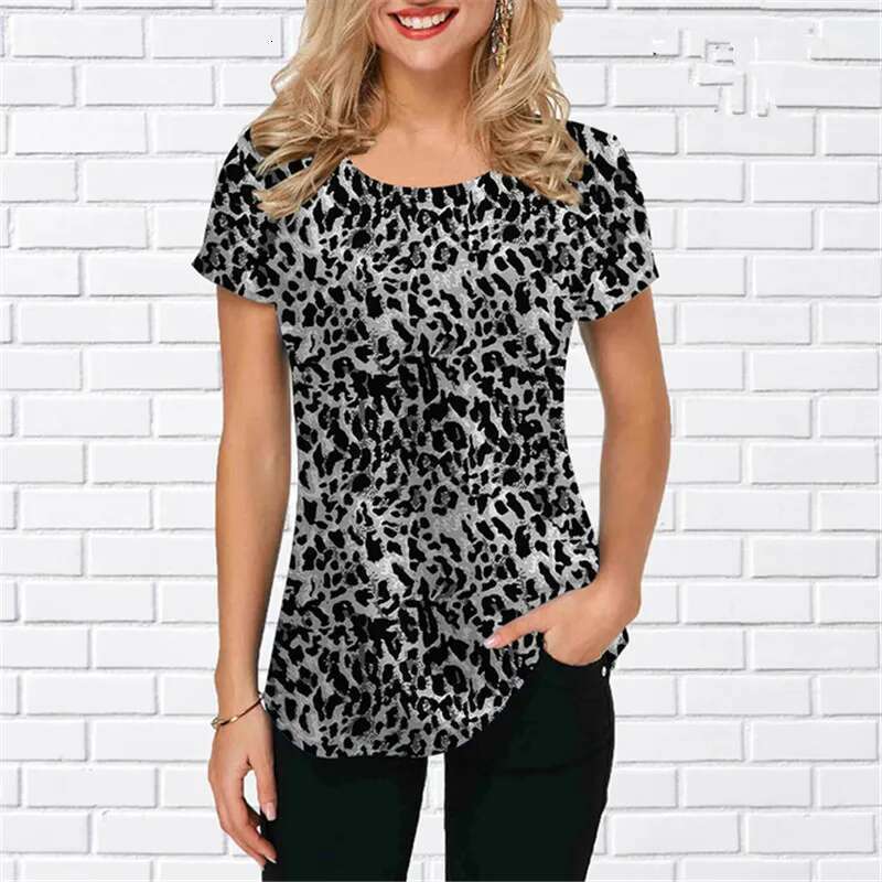 Fashion Beautiful New Leopard Shirts Summer Short Sleeve Women Streetwear 3D Print Blouses Loose Casual Ladies Pullovers Tops