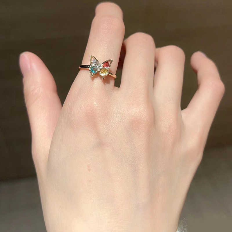 Couple Rings Colorful enamel butterfly ring with adjustable female opening niche design high-end and unique ring new handmade fashion trend H25303