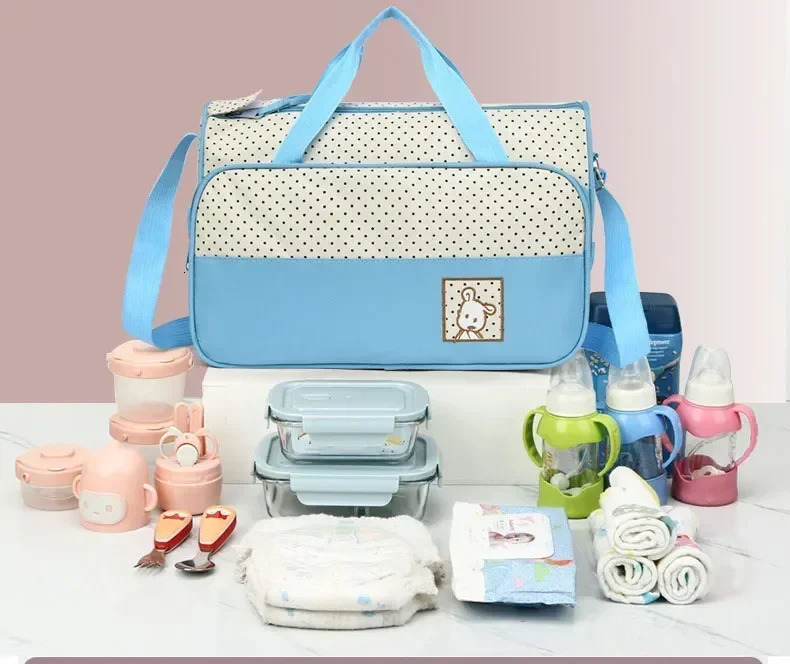 5pcs/set Large Capacity Baby Bag for Mom Travel Stroller Organizer Baby Diaper Bag Mummy Maternity born Accessories Bag 250304