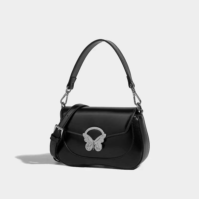 Light Luxury Wine Red Ladies Crossbody Bag 2024 Womens Exquisite Texture Butterfly Underarm Bags Elegant Temperament Handbag Z250303