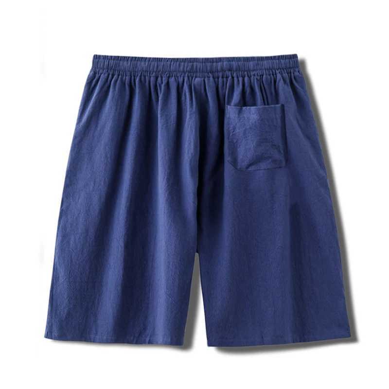 Summer Cotton Linen Shorts Men Fashion Casual Linen Short Pants Big Size 14XL 15XL Shorts Solid Color Elastic Waist Bottoms MaleT250304
