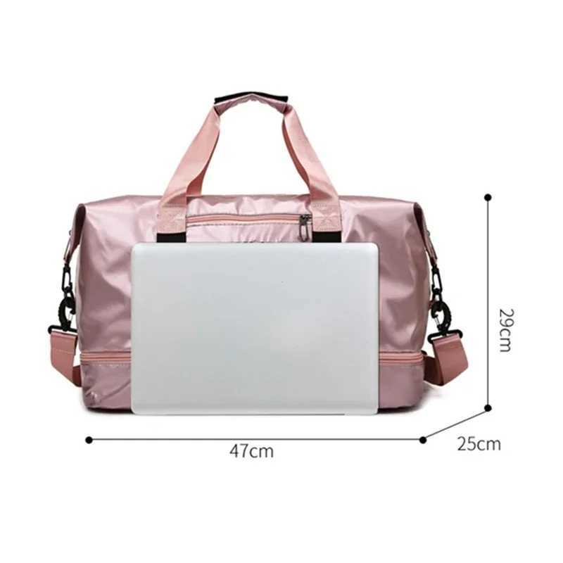 Large Capacity Women Gym Bags Pearlescent Sports Fitness Training Handbag With Shoes Pocket Waterproof Yoga Travel Duffel Bag Y250304